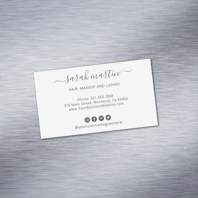 Carte De Visite Magnétique Modern Social Media Icons Elegant (In Situ)