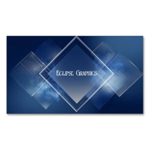 Carte De Visite Magnétique Moderne Cosmique Bleu Géométrique Diamant Élégant