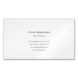 Carte De Visite Magnétique Moderne Élégant Personnalisable Noir Blanc Uni
