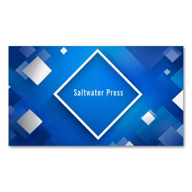 Carte De Visite Magnétique Moderne géométrique Entreprise Bleu & Argent (devant)