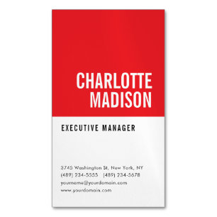 Carte De Visite Magnétique Moderne Minimaliste Uni Rouge Noir Blanc Tendance