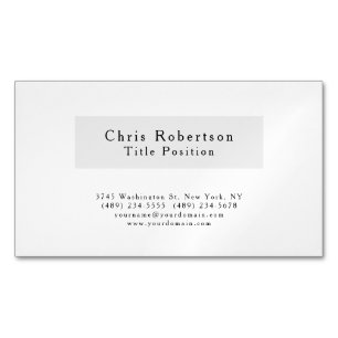 Carte De Visite Magnétique Moderne Simple Gris Noir Blanc Minimaliste