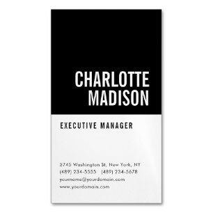 Carte De Visite Magnétique Moderne Simple Noir Blanc Tendance Minimaliste Sim