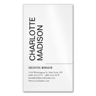 Carte De Visite Magnétique Moderne Simple Noir Blanc Tendance Minimaliste Uni