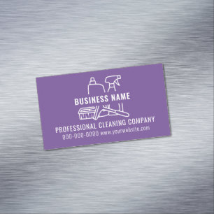 Carte De Visite Magnétique Moderne Simple Purple Cleaning Company