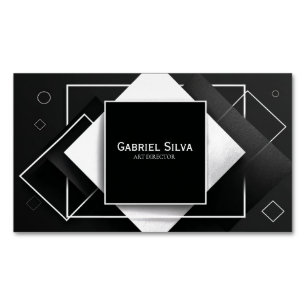 Carte De Visite Magnétique Moderne texturé géométrique noir et blanc
