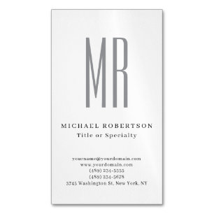 Carte De Visite Magnétique Monogramme Classique Professionnel Minimaliste Sim