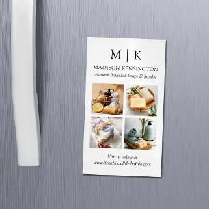 Carte De Visite Magnétique Monogramme minimaliste ou ajouter logo 4 photos