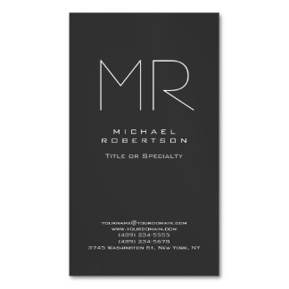 Carte De Visite Magnétique Monogramme moderne gris blanc minimaliste