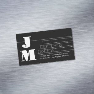 Carte De Visite Magnétique Monogramme noir et blanc rétro-modern personnalisa