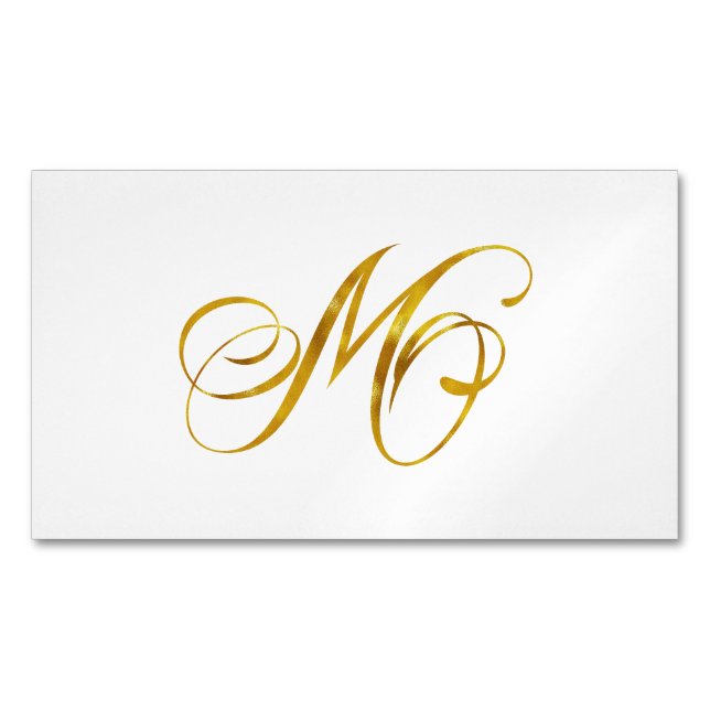 Carte De Visite Magnétique Monogramme personnalisé M Faux Monogrammes Gold Fo (devant)
