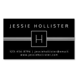 Carte De Visite Magnétique Monogramme professionnel moderne classique noir et