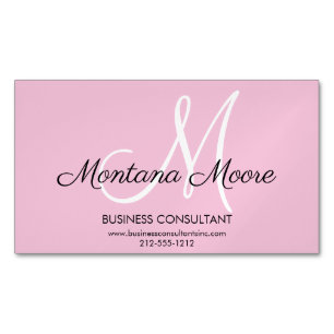 Carte De Visite Magnétique Monogramme Professionnel Moderne Élégant rose