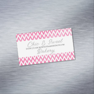 Carte De Visite Magnétique Monogramme rose blanc Chevron