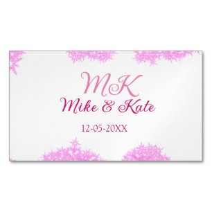 Carte De Visite Magnétique Monogramme scintillant pailleté rose nom du couple