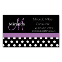 Monogramme violet noir blanc Polka point