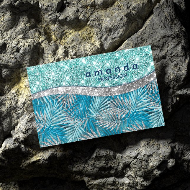 Carte De Visite Magnétique Monographie de feuilles de parties scintillant en  (Créateur téléchargé)