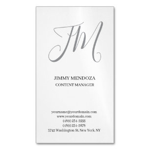 Carte De Visite Magnétique Monographie d'écriture simple et moderne tendance