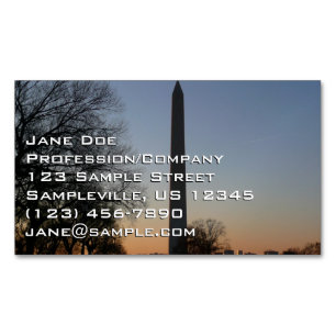Carte De Visite Magnétique Monument Washington au coucher du soleil à DC