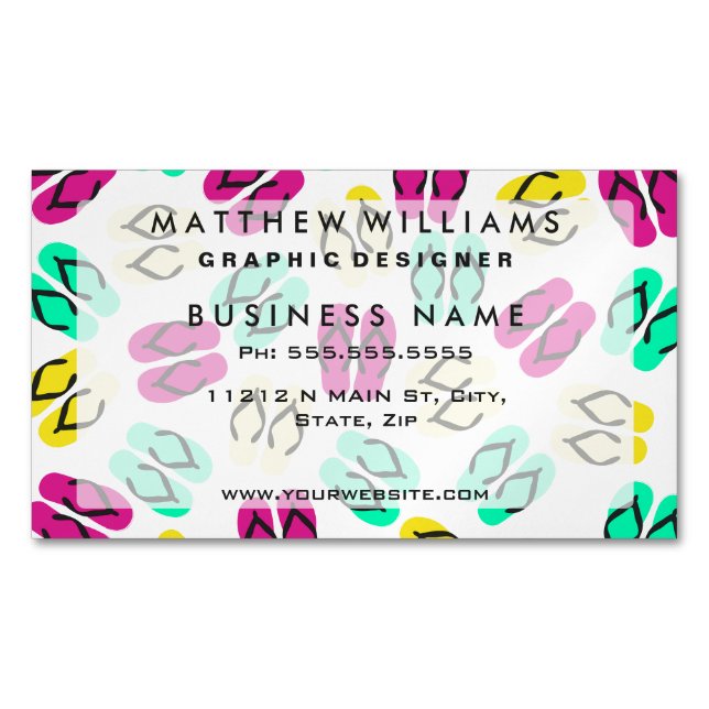 Carte De Visite Magnétique Motif des tongs de Neon (devant)