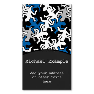 Carte De Visite Magnétique Motif Mosaic Geckos - bleu noir blanc gris