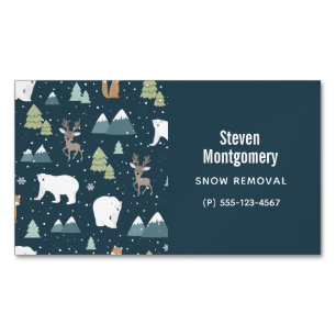 Carte De Visite Magnétique Motif rustique d'animaux de Noël mignons en hiver