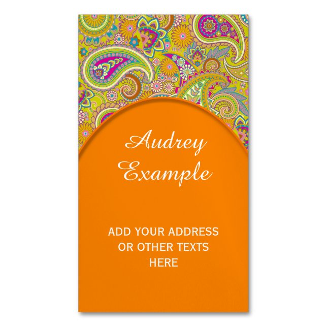 Carte De Visite Magnétique Motif sans couture floral I de Paisley + vos idées (devant Vertical)