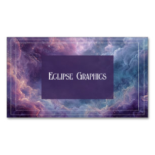 Carte De Visite Magnétique Nébuleuse Galactique Dramatique Violet Turquoise