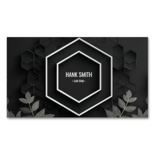 Carte De Visite Magnétique Nid d'abeille Hexagone 3D Argent Noir Moderne