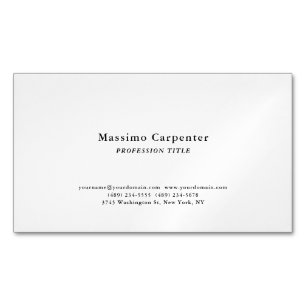 Carte De Visite Magnétique Noir & Blanc Élégant Simple Minimaliste