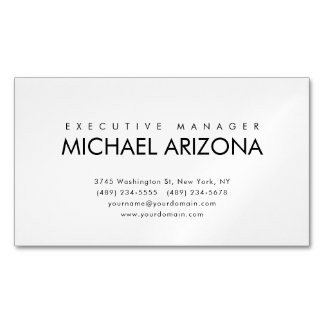 Carte De Visite Magnétique Noir & Blanc Minimaliste Simple Plaque
