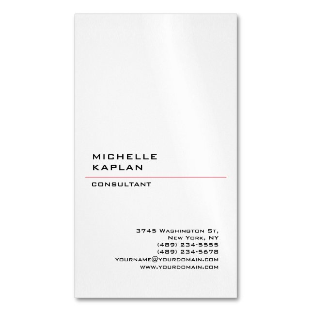 Carte De Visite Magnétique Noir & Blanc Moderne Professionnel Exclusif (devant Vertical)