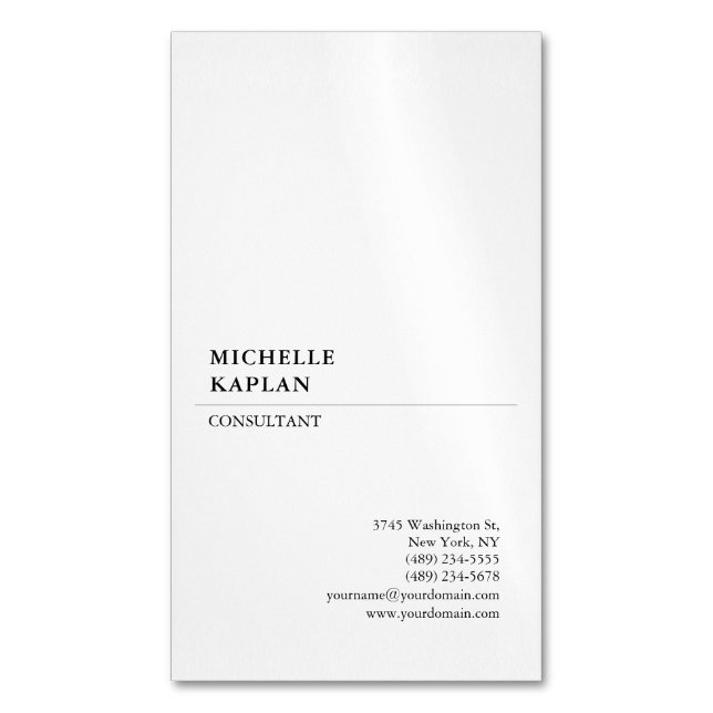 Carte De Visite Magnétique Noir & Blanc Moderne Professionnel Exclusif (devant Vertical)