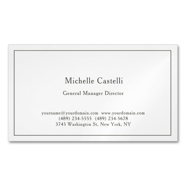 Carte De Visite Magnétique Noir Blanc Professionnel Unique Classique Simple (devant)