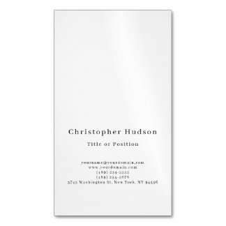 Carte De Visite Magnétique Noir & Blanc Simple Plain Minimaliste