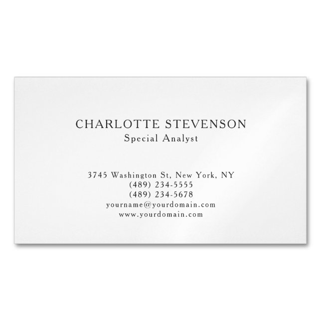 Carte De Visite Magnétique Noir & Blanc Tendance Professionnel Simple Minimal (devant)