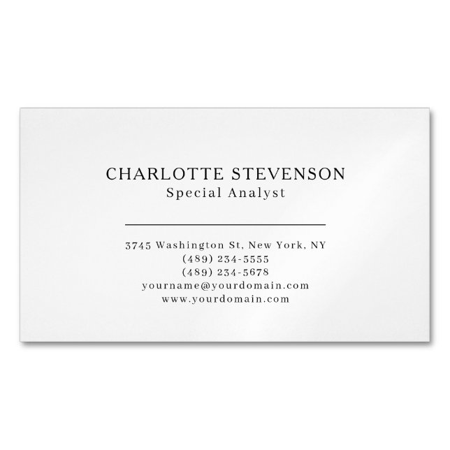 Carte De Visite Magnétique Noir & Blanc Tendance Professionnel Simple Minimal (devant)
