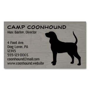 Carte De Visite Magnétique Noir et Tan Coonhound Silhouette Chien race