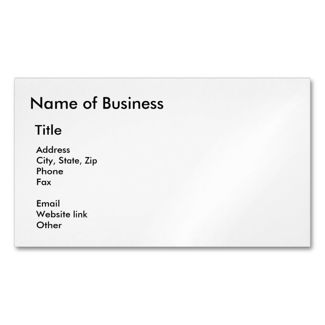 Carte De Visite Magnétique Nom de l'entreprise, adresse, informations sur le  (devant)