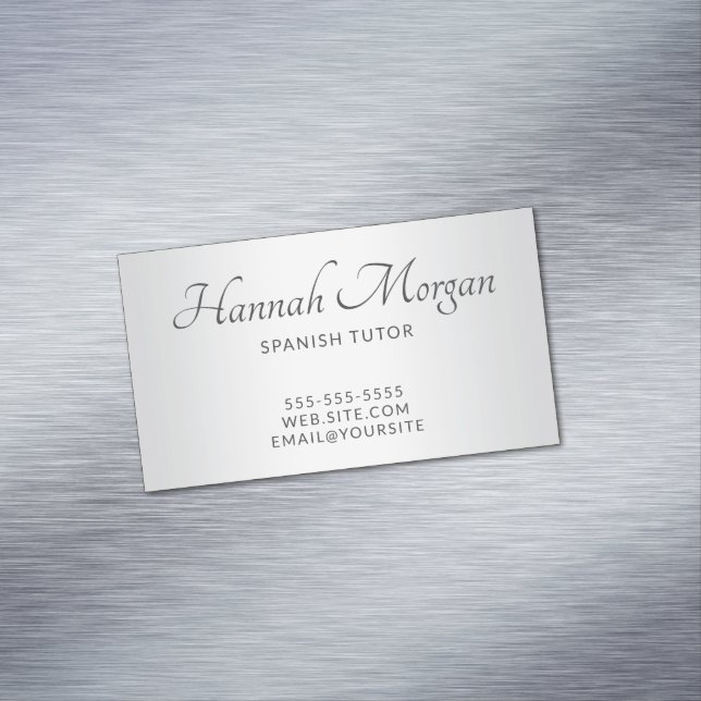 Carte De Visite Magnétique Ombre Blanc Gris Clair Écriture Élégante (In Situ)