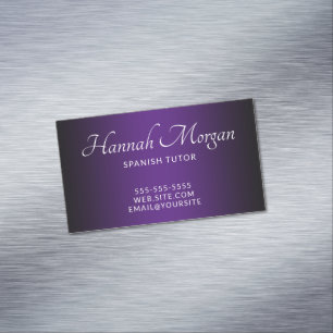 Carte De Visite Magnétique Ombre Élégant Noir et Violet Royal