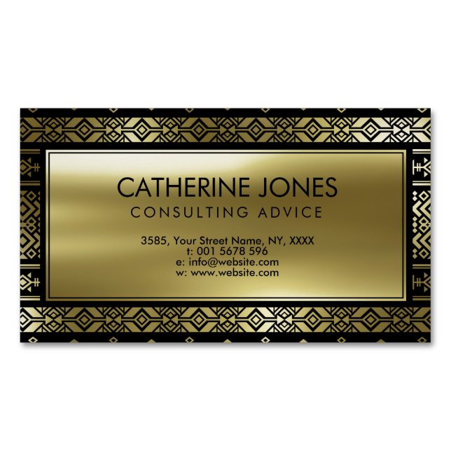 Carte De Visite Magnétique Or géométrique aztèque de /Tribal de Mexicain sur (devant)