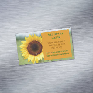 Carte De Visite Magnétique Orange Gardener Landscaper Floriste Tournesol
