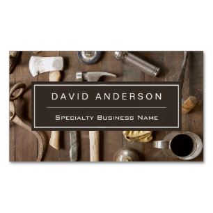 Carte De Visite Magnétique Outils rustiques vintages Carpenter Handyman Woodw