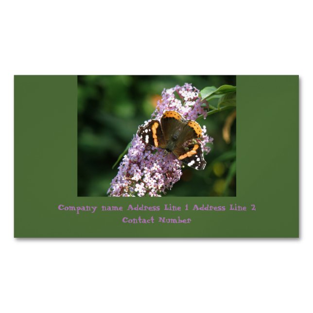 Carte De Visite Magnétique Papillon de l'Amiral rouge et Bouddleie Personnali (devant)