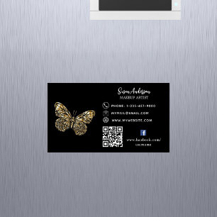 Carte De Visite Magnétique Papillon noir QR code Facebook