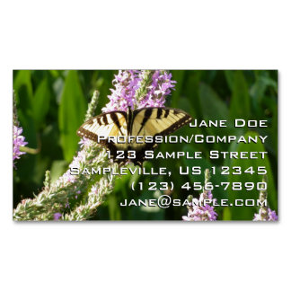 Carte De Visite Magnétique Papillon Swallowtail sur Fleurs sauvages pourpres