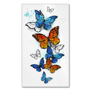Carte De Visite Magnétique Papillons volants Morpho et Monarch