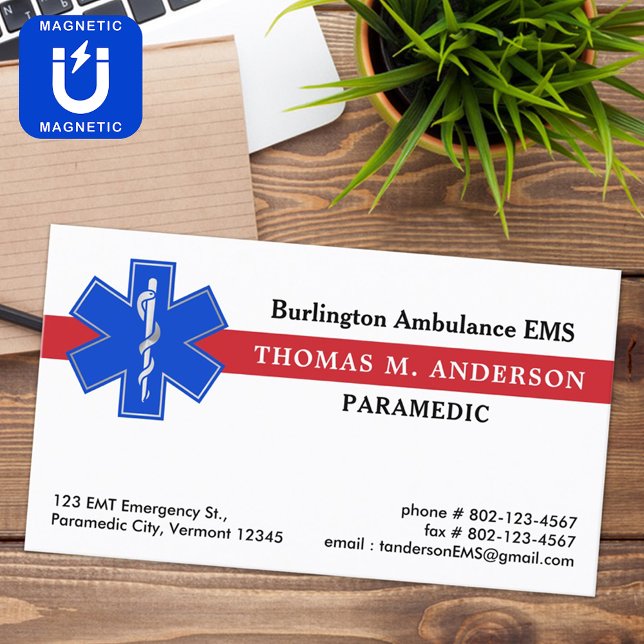 Carte De Visite Magnétique Paramedad Urgence Médicale EMS EMT Star Of Life (Créateur téléchargé)