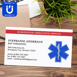 Carte De Visite Magnétique Paramedic EMS EMT Médicale Urgence Star Of Life